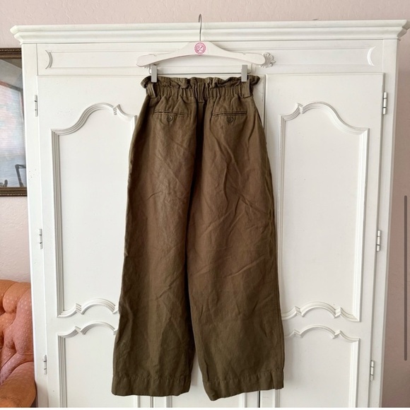 Apiece Apart Son Vida Wide-Leg Linen Organic Cotton Pants in Olive Green Large - Picture 7 of 10